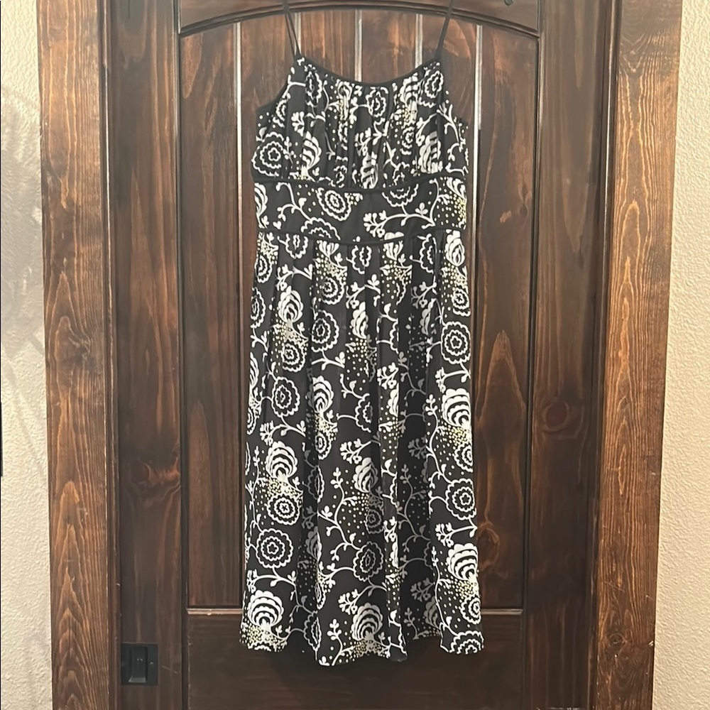 Petite Sophisticate Black and White Strapless Sundress